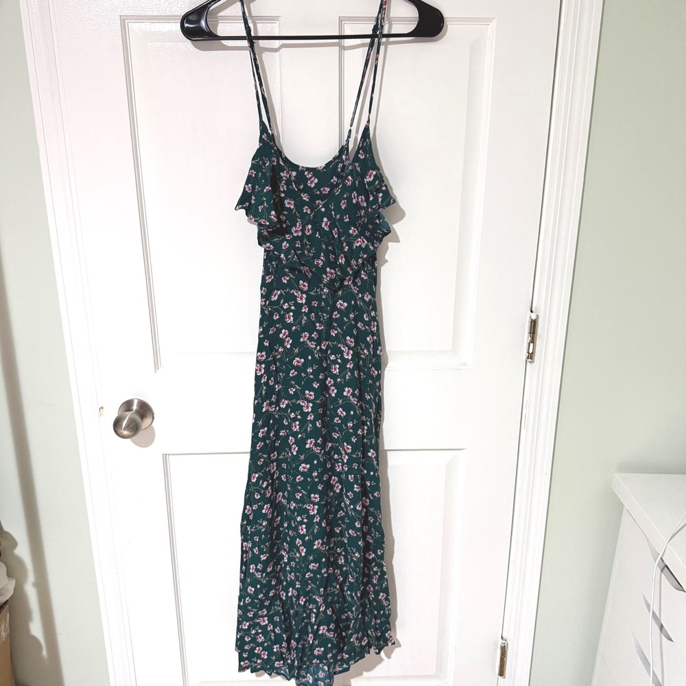 XIX Palms Honolulu Hawaii Green Floral Ruffle Maxi Dress Womens Medium NWT